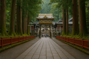 Tósógú-szentély cédrusokkal övezett bejárata Nikkóban