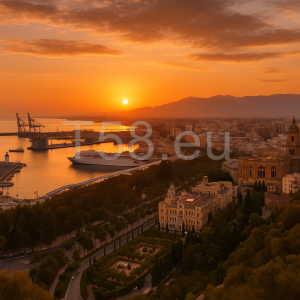 Malaga kikötője naplementében