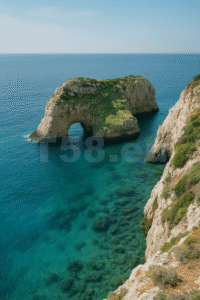 Tengeri sziklaszirt naplementében, különleges fényekkel