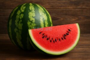 egész dinnye és egy szelet mellette