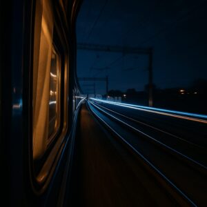 éjszakai kép egy vonat ablakból